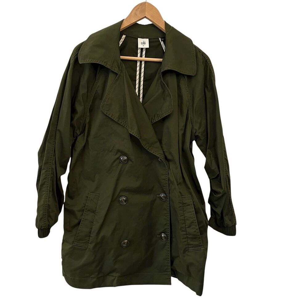 Cabi Army Green Stretchy Button Up Preppy Versatile Fall Pea Coat‎ Size M
